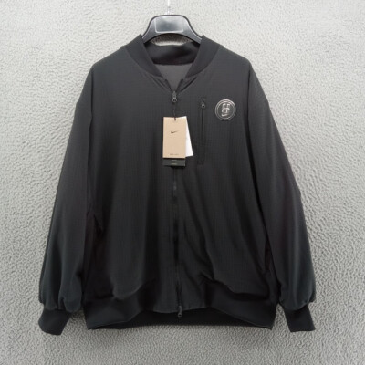 Nike Jacket Mens Medium Black Gray Reversible Basketball Zip Up Warmup Loose Fit