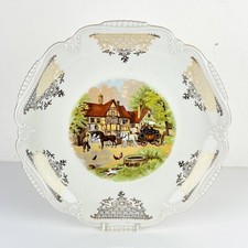 Piatto vassoio antico in ceramica crema Bavaria Stazione Ferroviaria anni 50