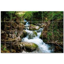 River Ceramic Tile Wall Mural PT500916. 25.5" W x 17" H 24 4.25 tiles