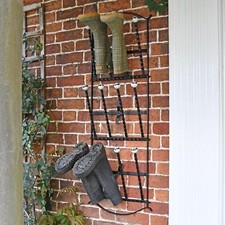 Black Wall Mounted 6 Pair Welly Boot Rack