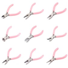 Multi-Purpose Carbon Steel Jewelry Pliers Pink Handle Strong Beading Hand Tools
