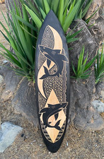 Tribal Shark Decorative Surfboard Wall Plaque 39"x 10"