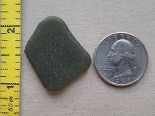 GENUINE PURE BEACH SEA GLASS SURF TUMBLED OLIVE GREEN OCEAN FROSTED PENDANT V3