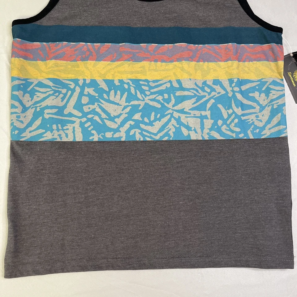 Camiseta sin mangas Victory Sportswear para hombre gris medio colorido estampado floral nueva con etiquetas Foto 4 de 4