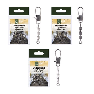 Dreifachwirbel Größe 8-12 Angelzubehör Angelwirbel Forelle 15 Stück Zite Fishing