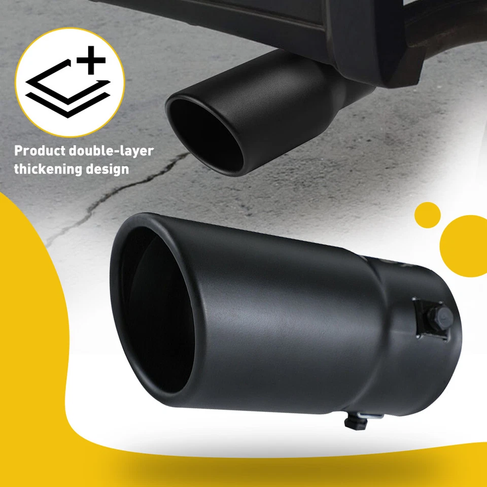 2.75" Car Exhaust Pipe Rear Tip Tail Throat Muffler Stainless Steel Black NEW - Image 4 of 4