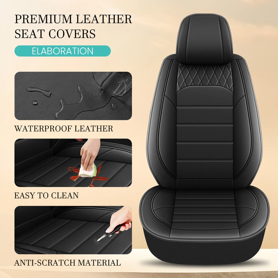Seat Cover Faux Leather Front Rear Seat Cushion For Jeep Patriot	2010-2017 Black Foto 4 de 4