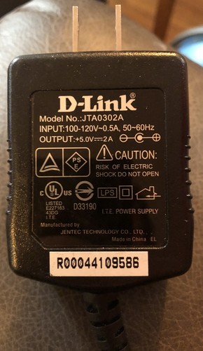 D-Link 5V 2A D-Link JTA0302A Power Supply Adapter DLink 5.0 Volt R00044109586 - Picture 1 of 2