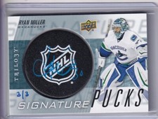2016-17 Upper Deck Trilogy Hockey Ryan Miller Signature Pucks #3/3