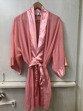 Victoria  s Secret Gold Label Robe O/S One Size Sheer Coral Pink Satin Trim