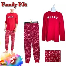 NWT Family Pajamas Men's S Red Christmas Tree Prints Matching PJ Set 100127396