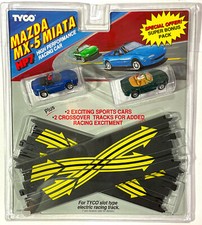 1 1991 HO Slot Car TYCO HP-7 Mazda Miata MX-5 Slot Car Rare TWINPACK Track 7063