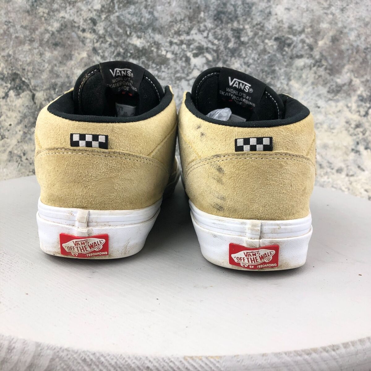 Vans Men's Size 9.5 Half Cab Taupe Tan Black Suede Lace-Up Vans Men's Size 9.5 Half Cab Taupe Tan Black Suede Lace-Up