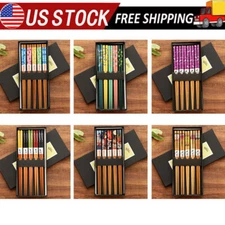 5Pairs 22.5CM Bamboo Chopsticks For Sushi Non-Slip Kitchen Gift Set Reusable HOT