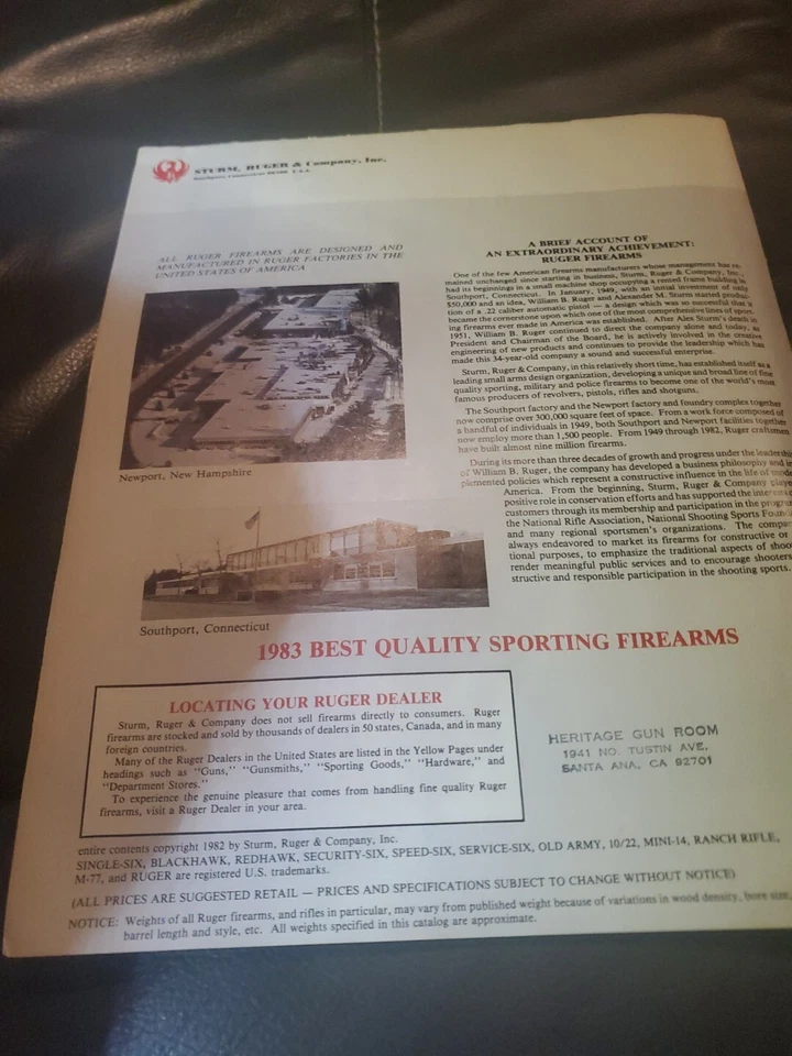 Vintage Ruger 1983 Rifles Guns Ammunition Hunting Book Catalog Magazine - Image 3 of 3