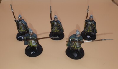 Games workshop Lord of the Rings 5 x Citadel Guards of Gondor metal Painted J30
