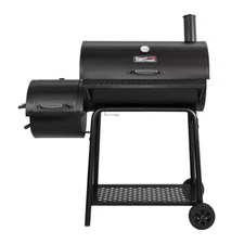 30 In. Charcoal Grill Cart with Offset Smoker Outdoor Cooking