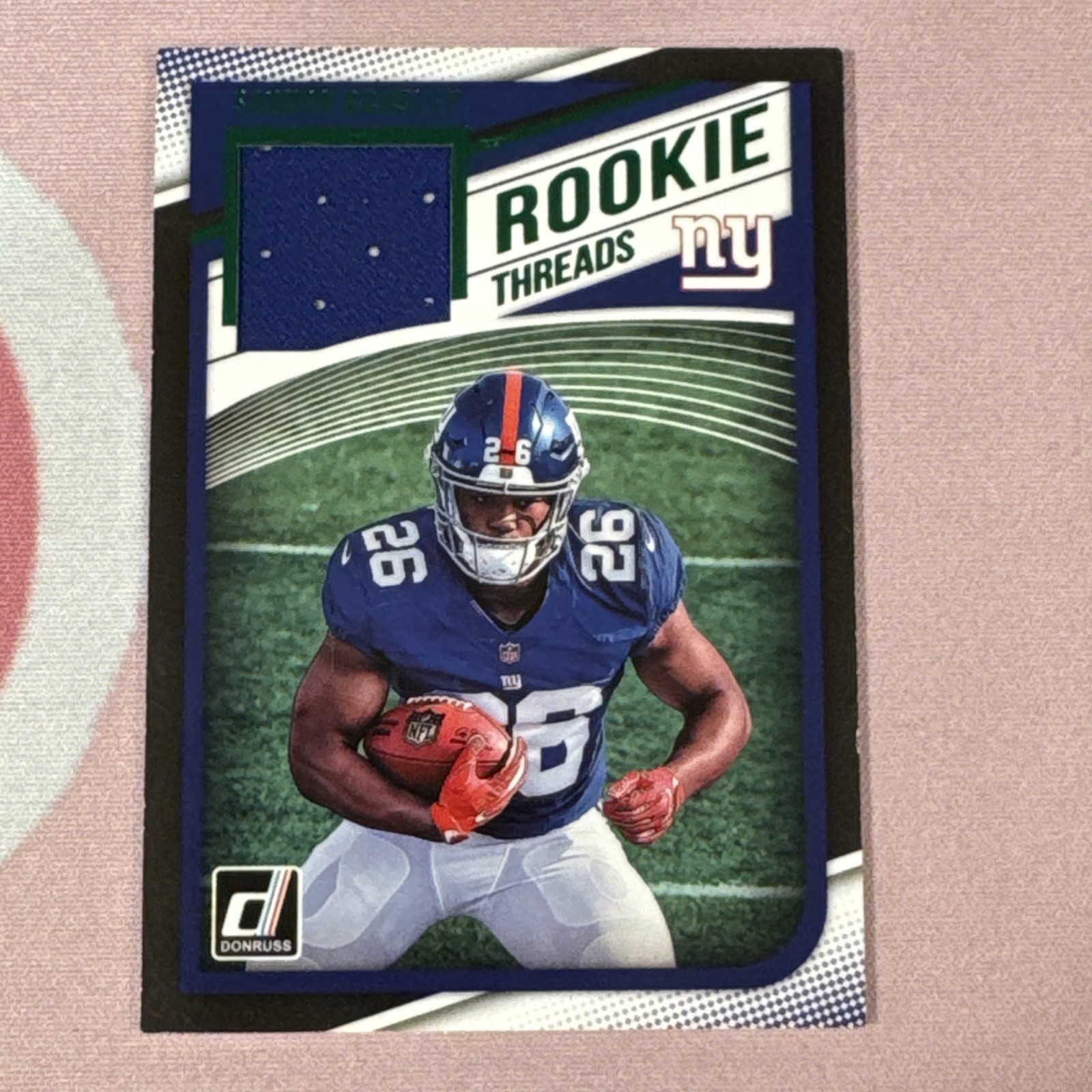 2018 Panini Donruss Saquon Barkley Rookie Threads Green Foil SP Jersey Relic