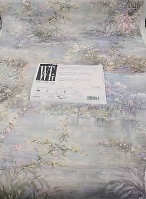 WTI Wallpaper Trends Watercolor Monet Blue Water Scene Botanicals STUNNING