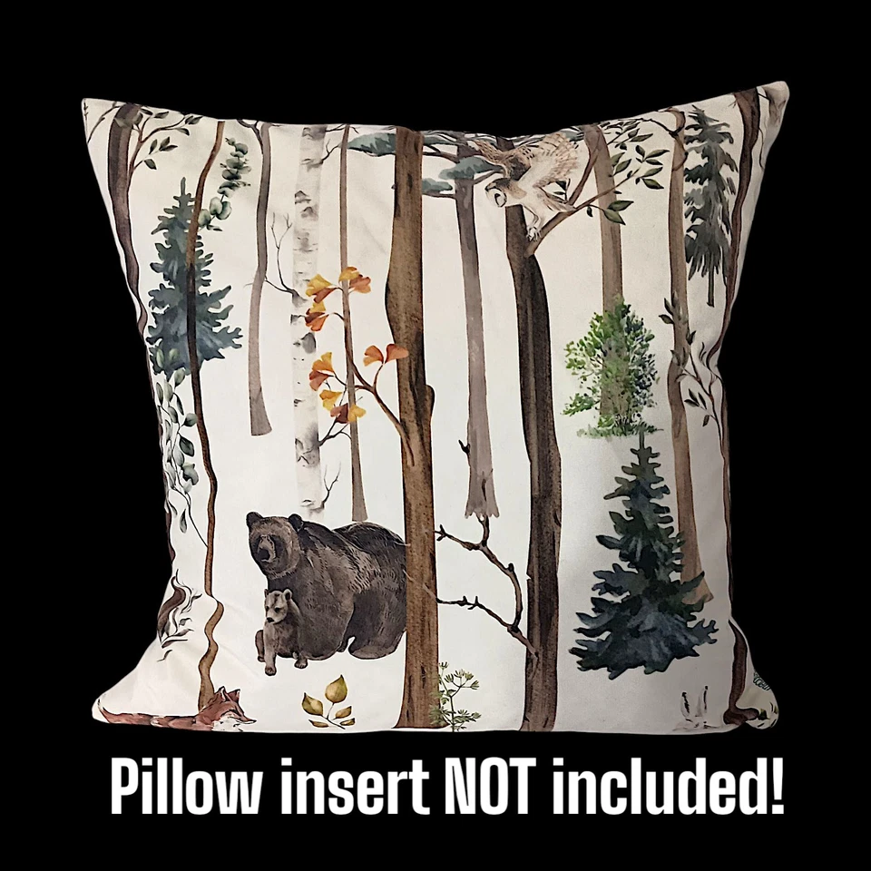 MACODESIGN Woodland Animals Velvet Pillow Cover Sham Cabin Accent Forest Fairy  - Image 2 of 4