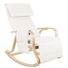 Getone Rocking Chair with Armrests and Footrest - White/Grey Nursing Armchair