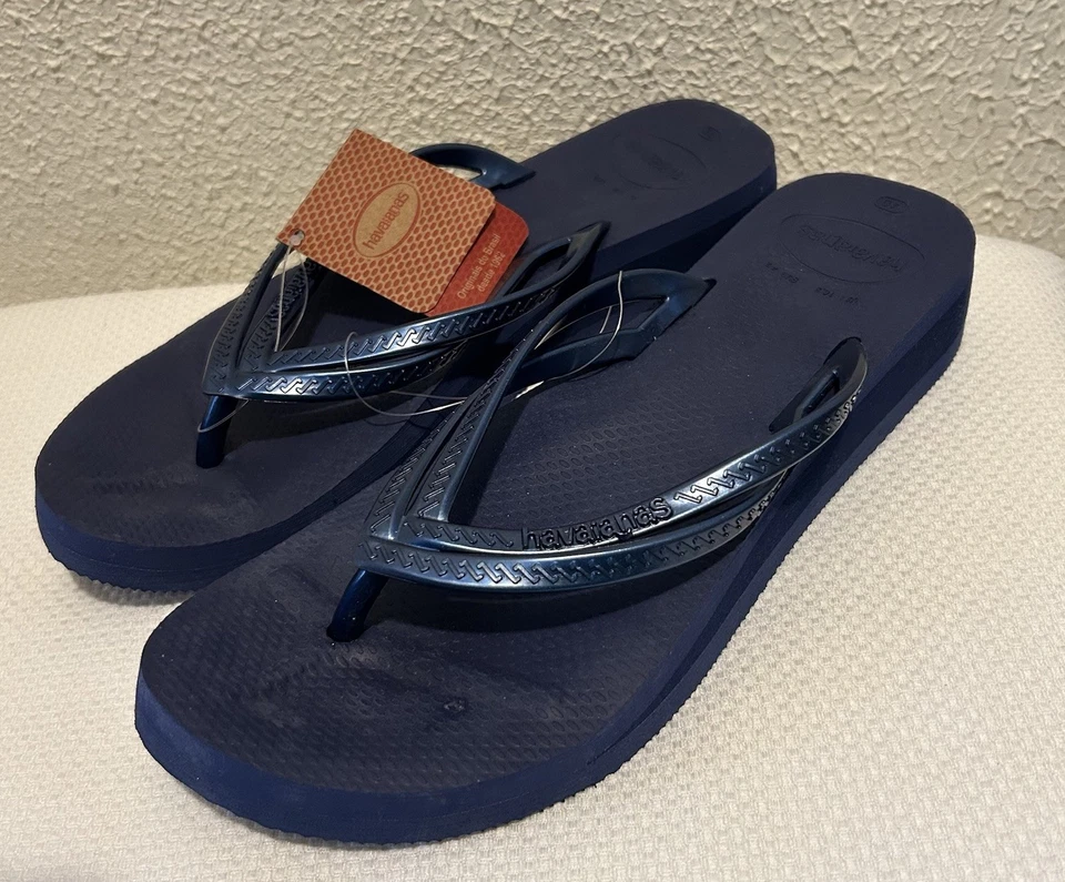 Sandalia Chanclas Havaianas Para Mujer Azul Marino Talla EE. UU. 10.5 NUEVA CON ETIQUETAS Foto 2 de 4