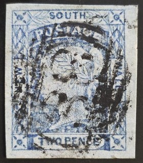 NEW SOUTH WALES 1851 1855 Used Imperf 2d Ultramarine Unchecked for Type