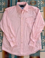 Tommy Hilfiger Original Oxford Men's Sz Large Button Down Shirt Pocket Lt Pink