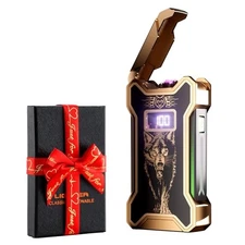 Electric Lighter for Men Dad Him Digital Counter Bettary Display Windproof Wolf