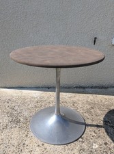 Table ronde vintage 70 pied tulipe aluminium plateau gainé Roche Bobois