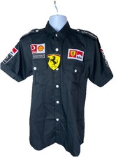 Vintage 1996 Ferrari Formula 1 Team Black Button Pit Shirt Size Medium Marlboro