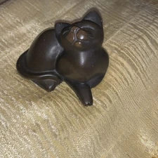 Japanese Hand Made Resin Cat• Antique• 3"L    2.25" W.    2" H