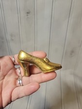 VINTAGE WOMENS SHOE MINATURE FIGURINE 2"H 3"L GOLD COLOR