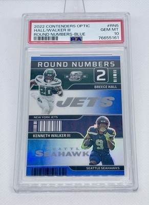 2022 Contenders Optic Round Numbers Blue Breece Hall Kenneth Walker PSA 10 /99