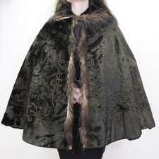 Vintage Victorian Velvet Cape with Fur Trim and Soutache Detail