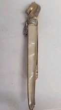 Vintage Swank Mother Of Pearl Gold Tone Horse Tie Clip 3"