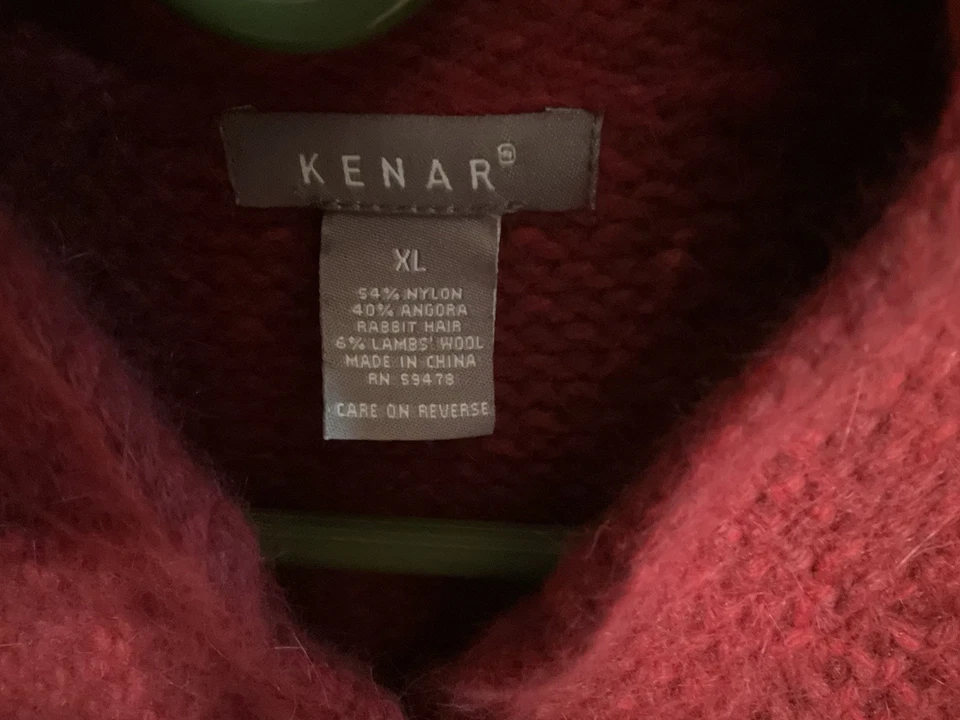 Cárdigan suave Kenar para damas prendas de punto vino tinto angora corderos lana nailon conejo Foto 2 de 4