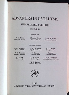 Advances in Catalysis and Related Subjects, vol. 16 Eley, D.D., Herman Pines and