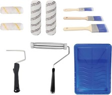 Paint Roller Set 10 Piece with Tray Brushes and Naps for Walls