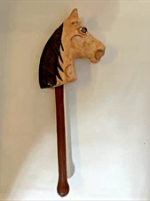 Vintage Paper Mache Horse Head On Stick 18”