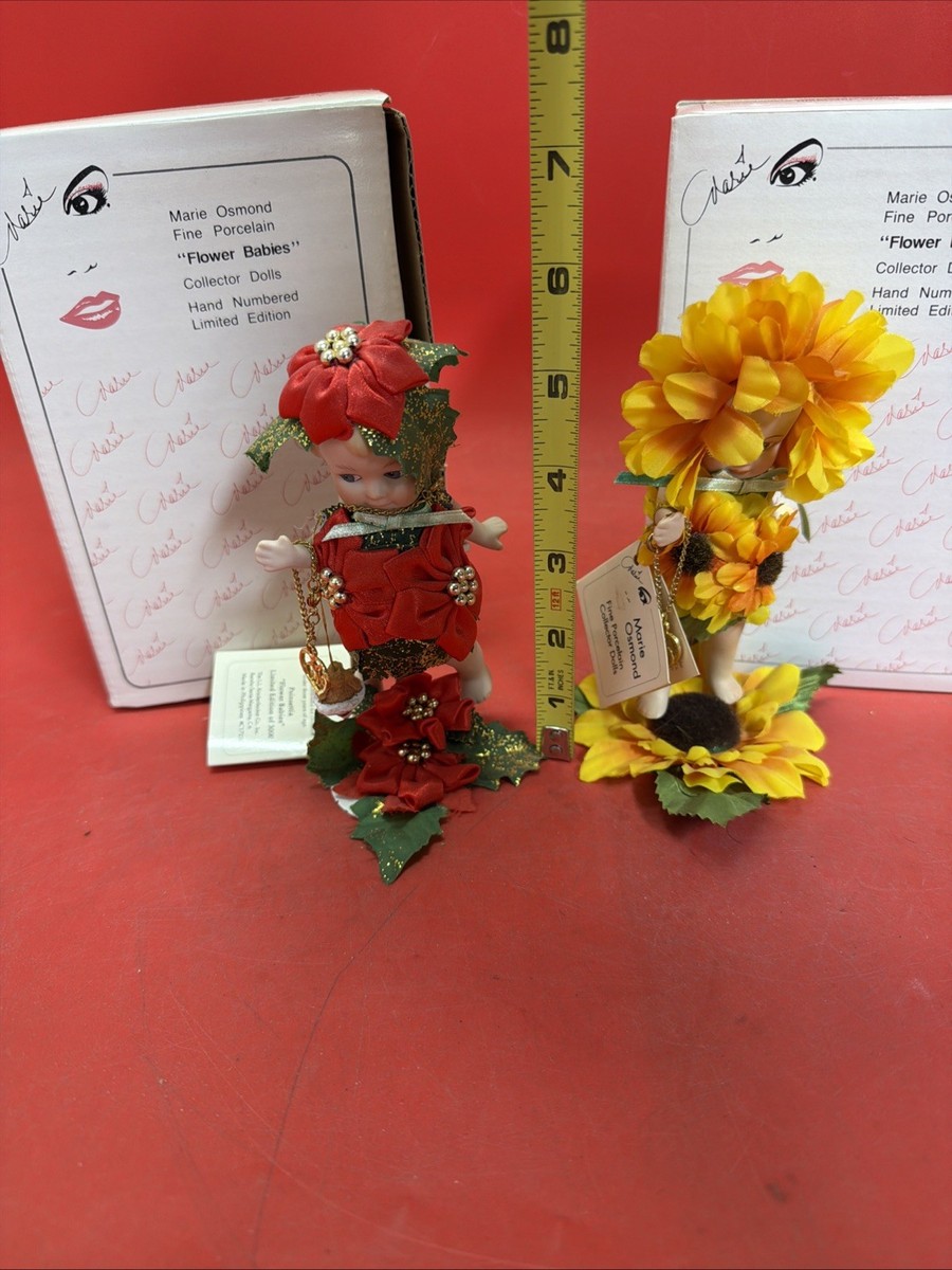 Marie Osmond Flower Babies Porcelain Dolls Lot 2 Sunflower