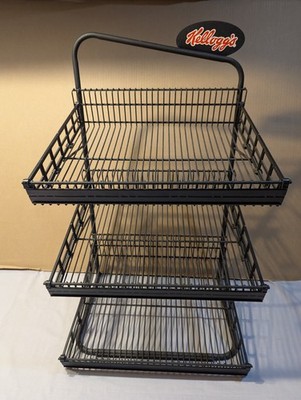 Kellogg's Black Frame 3-Tier Wire Shelving Mini Cereal Box/Snacks Display Rack
