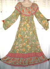 IN LOOM SZ M SOFT BOHO GARDEN FLORAL MAXI DRESS~PEASANT HIPPIE NATURE SUNDRESS