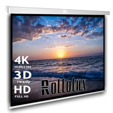 Rollolux Écran de projection home cinéma 160x160 Écran enroulable 1:1 HDTV 3D 4K