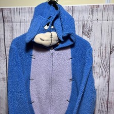 Disney Eeyore Hooded One Piece Sleepwear Pajamas Jump Suit Adult 2XL with Tail