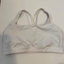 Lululemon Energy Bra White Strappy Criss Cross Sports Bra Size 12 LW2EB3S