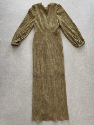 Gerard Darel Gold Metallic Knit Maxi Dress 38 Twist Front Long Sleeve  Evening | eBay
