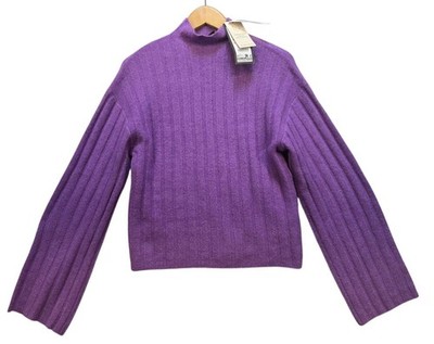 Purple Ribbed Knit Womens Sweater EU 36 US 6 Amisu High Neck