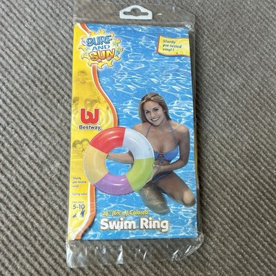 Vtg Bestway Surf & Sun Inflatable 24  Tire Tube Pool Float Age 5-10 Nos 2002 Y2K