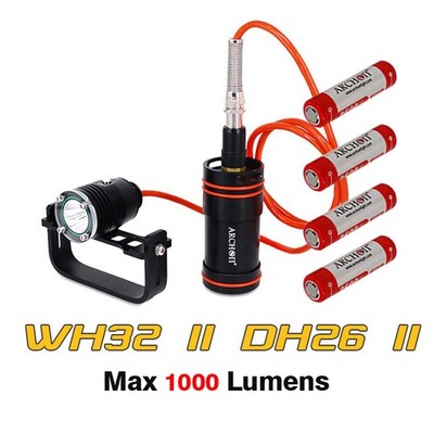 Archon WH32 II DH26 II LED 1000 Lumens Canister Scuba Diving Flashlight Torch